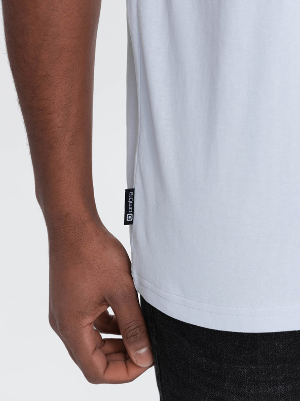 Ombre Clothing Světle modré pánské tričko s kapsičkou Ombre Clothing