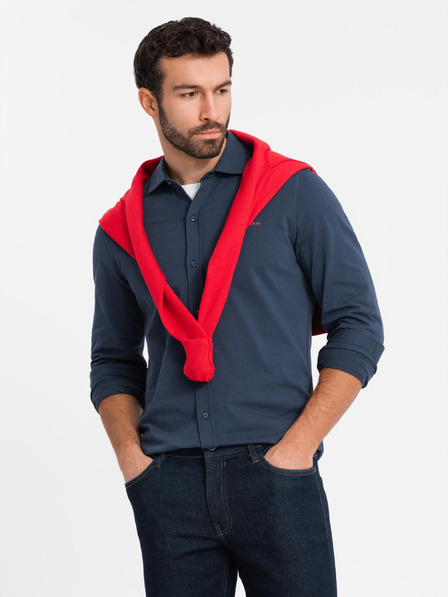 Ombre Clothing Modrá pánská žerzejová košile Ombre Clothing