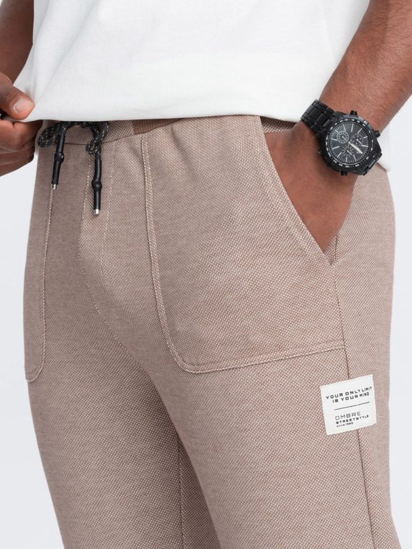 Ombre Clothing Světle hnědé pánské tepláky Ombre Clothing