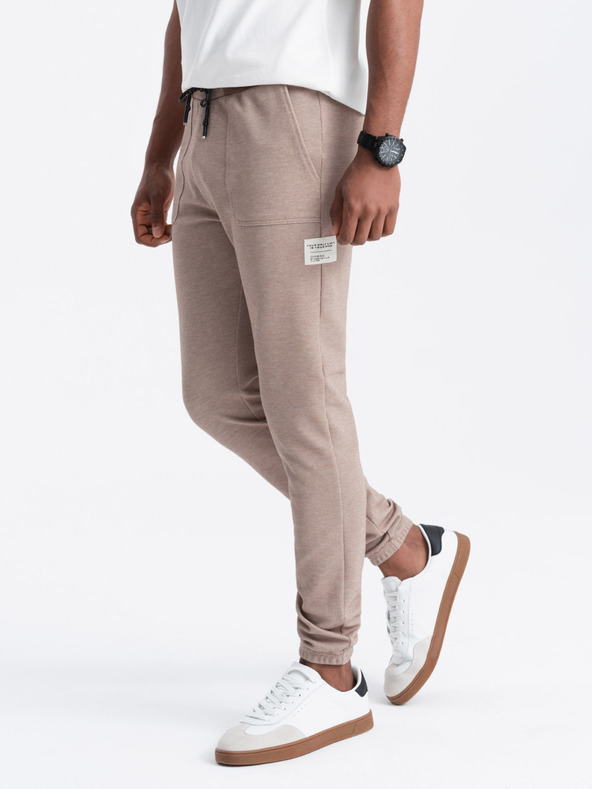 Ombre Clothing Světle hnědé pánské tepláky Ombre Clothing