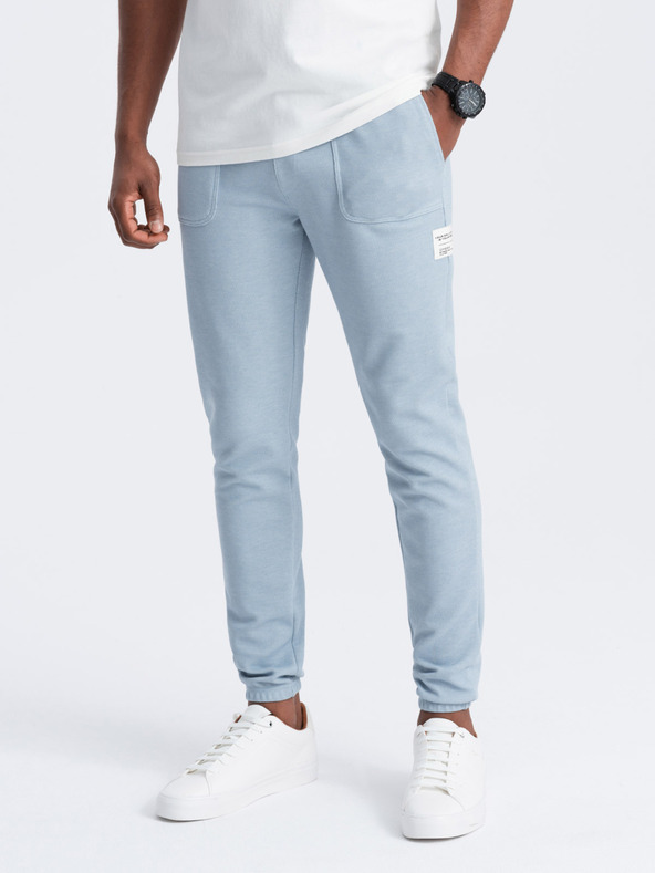 Ombre Clothing Světle modré pánské tepláky Ombre Clothing