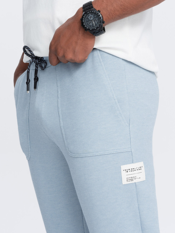 Ombre Clothing Světle modré pánské tepláky Ombre Clothing