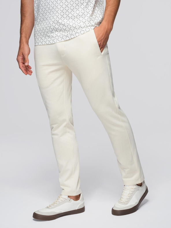 Ombre Clothing Krémové pánské tepláky Ombre Clothing