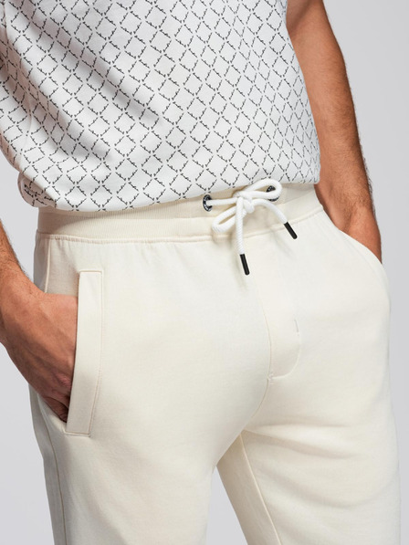 Ombre Clothing Krémové pánské tepláky Ombre Clothing