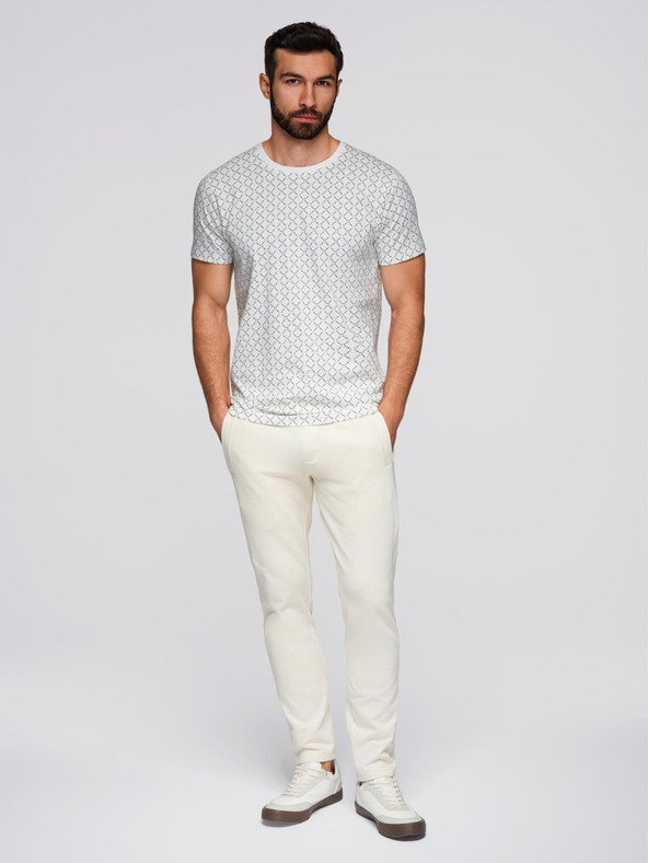 Ombre Clothing Krémové pánské tepláky Ombre Clothing