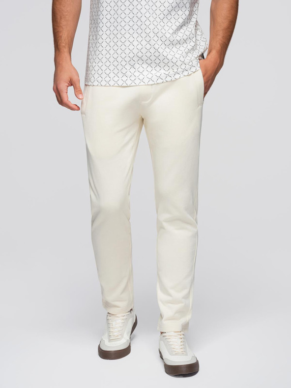 Ombre Clothing Krémové pánské tepláky Ombre Clothing