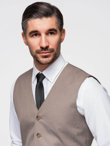 Ombre Clothing Béžová pánská obleková vesta Ombre Clothing