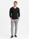 Ombre Clothing Černé pánské tričko s véčkovým výstřihem Ombre Clothing