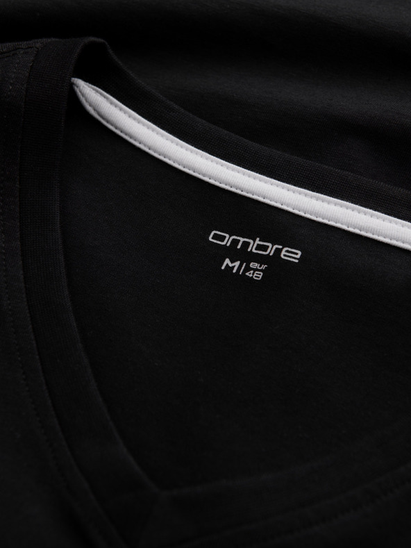 Ombre Clothing Černé pánské tričko s véčkovým výstřihem Ombre Clothing