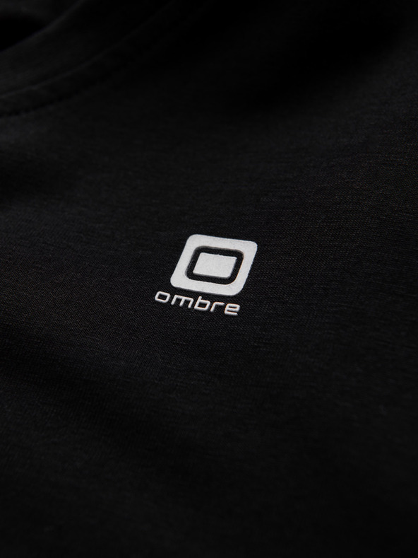 Ombre Clothing Černé pánské tričko s véčkovým výstřihem Ombre Clothing