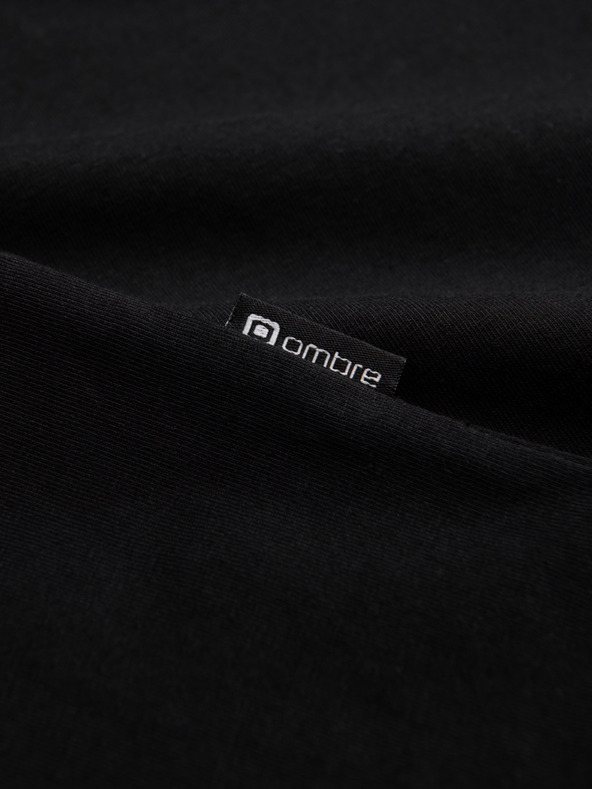 Ombre Clothing Černé pánské tričko s véčkovým výstřihem Ombre Clothing