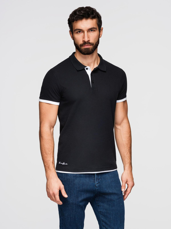 Ombre Clothing Černé pánské polo tričko Ombre Clothing
