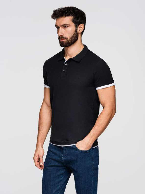 Ombre Clothing Černé pánské polo tričko Ombre Clothing