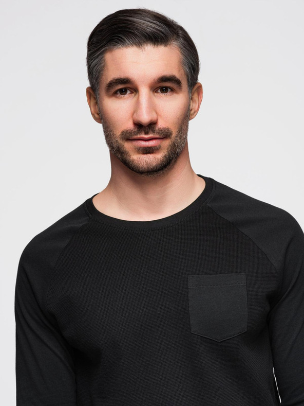 Ombre Clothing Černé pánské basic tričko s kapsičkou Ombre Clothing