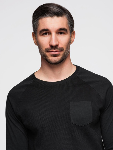 Ombre Clothing Černé pánské basic tričko s kapsičkou Ombre Clothing