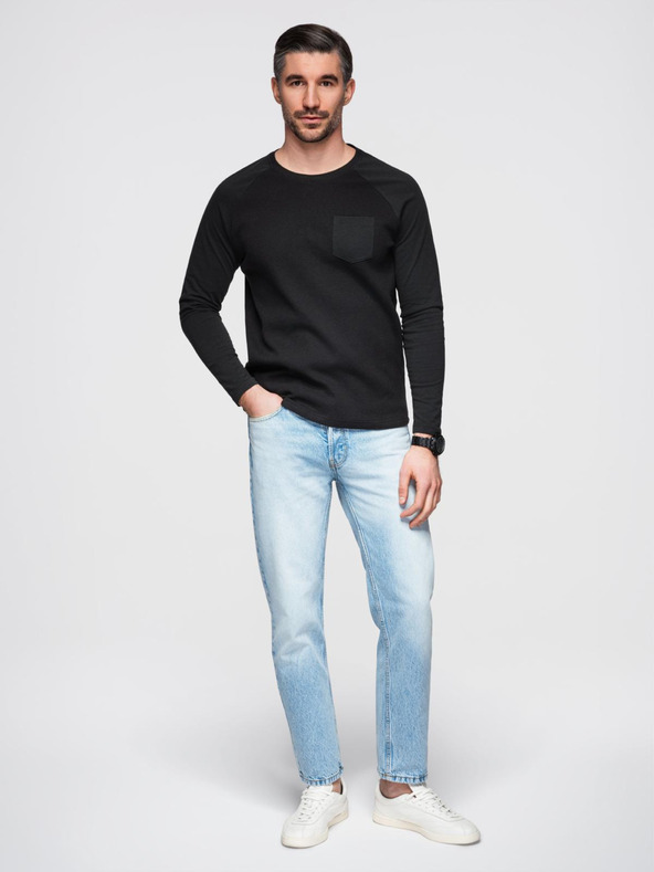 Ombre Clothing Černé pánské basic tričko s kapsičkou Ombre Clothing