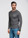 Ombre Clothing Tmavě šedé pánské basic tričko s kapsičkou Ombre Clothing