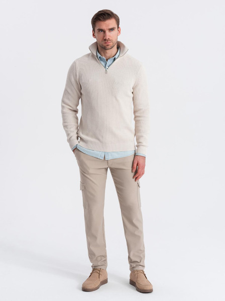 Ombre Clothing Béžové pánské cargo kalhoty Ombre Clothing