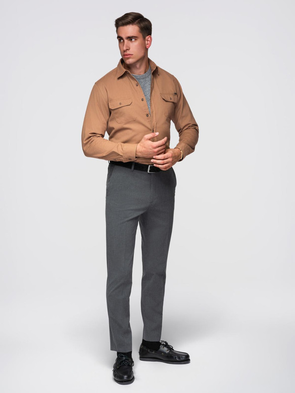 Ombre Clothing Hnědá pánská košile Ombre Clothing