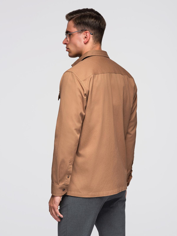 Ombre Clothing Hnědá pánská košile Ombre Clothing