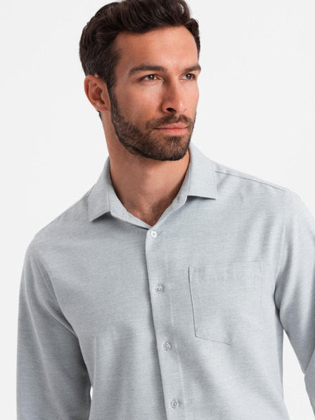 Ombre Clothing Světle šedá pánská žíhaná košile Ombre Clothing