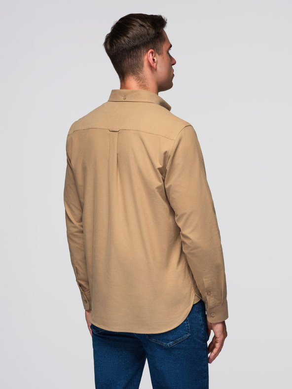 Ombre Clothing Světle hnědá pánská košile Ombre Clothing