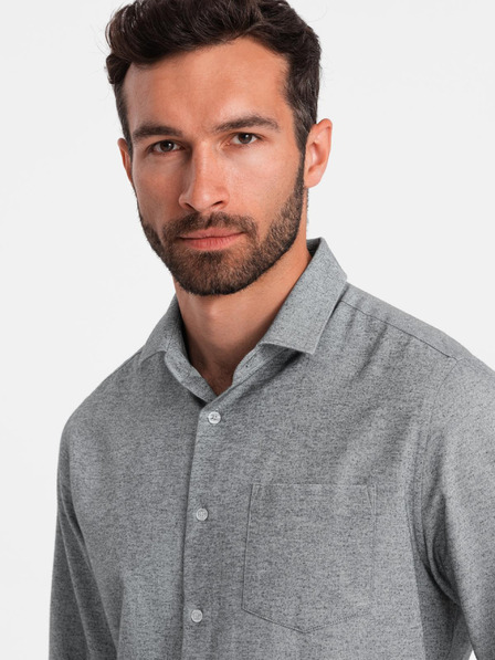 Ombre Clothing Světle šedá pánská žíhaná košile Ombre Clothing