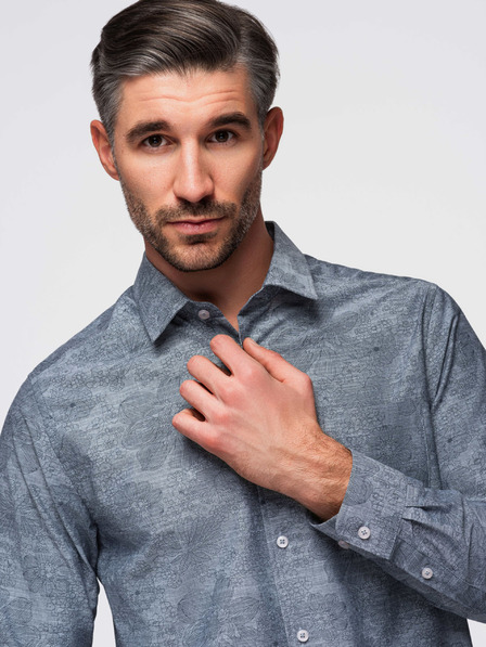 Ombre Clothing Šedá pánská vzorovaná košile Ombre Clothing