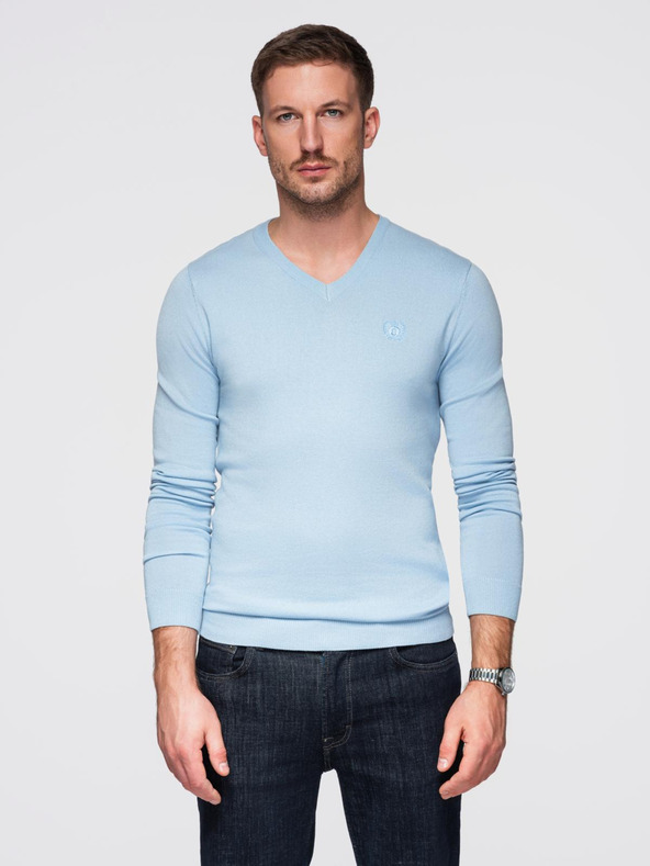 Ombre Clothing Světle modrý pánský svetr Ombre Clothing