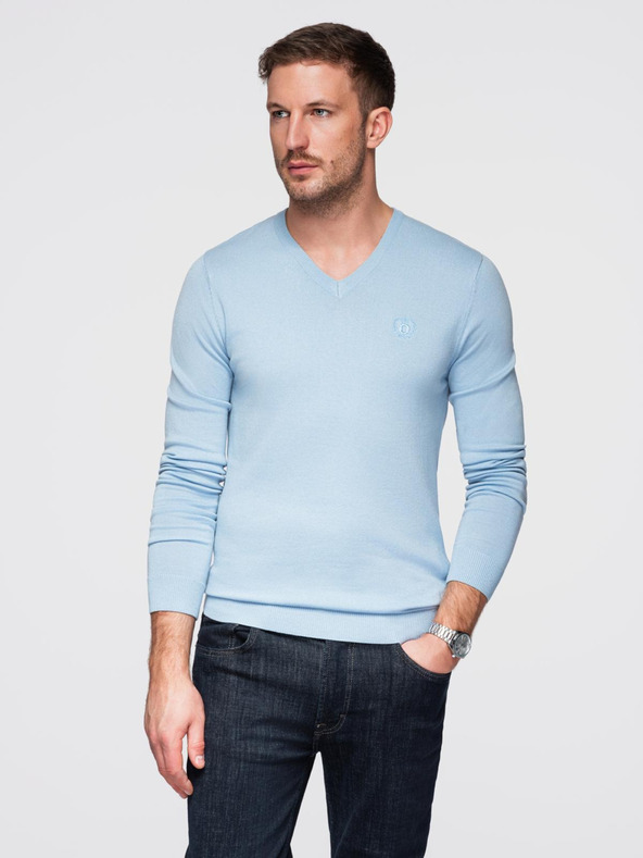 Ombre Clothing Světle modrý pánský svetr Ombre Clothing