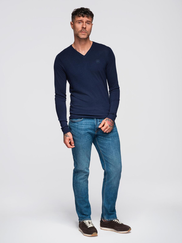 Ombre Clothing Tmavě modrý pánský svetr Ombre Clothing