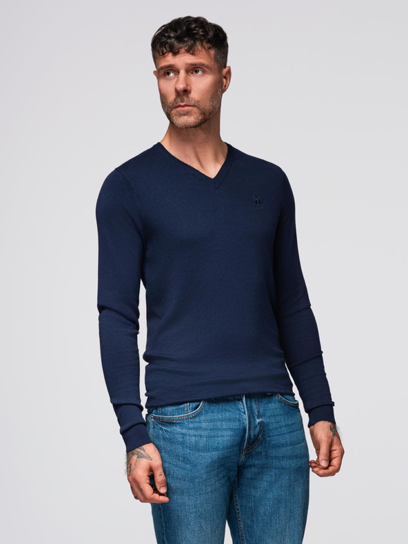 Ombre Clothing Tmavě modrý pánský svetr Ombre Clothing