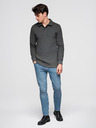 Ombre Clothing Šedá pánská basic mikina s límečkem Ombre Clothing