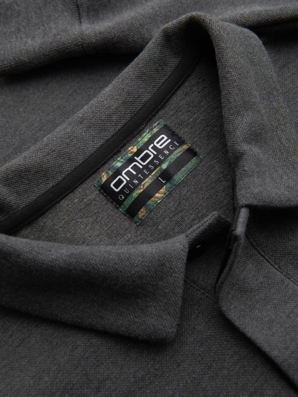 Ombre Clothing Šedá pánská basic mikina s límečkem Ombre Clothing