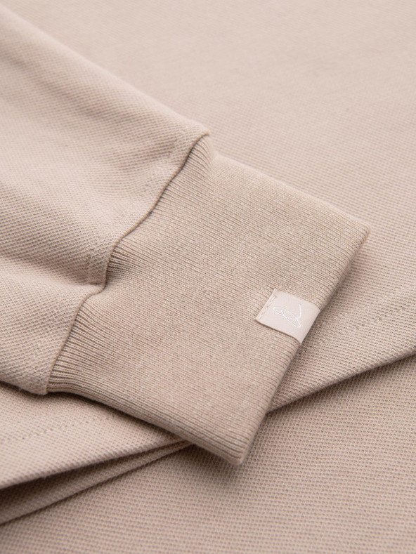 Ombre Clothing Béžová pánská basic mikina s límečkem Ombre Clothing