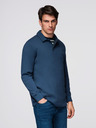 Ombre Clothing Tmavě modrá pánská basic mikina s límečkem Ombre Clothing