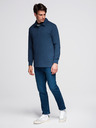 Ombre Clothing Tmavě modrá pánská basic mikina s límečkem Ombre Clothing