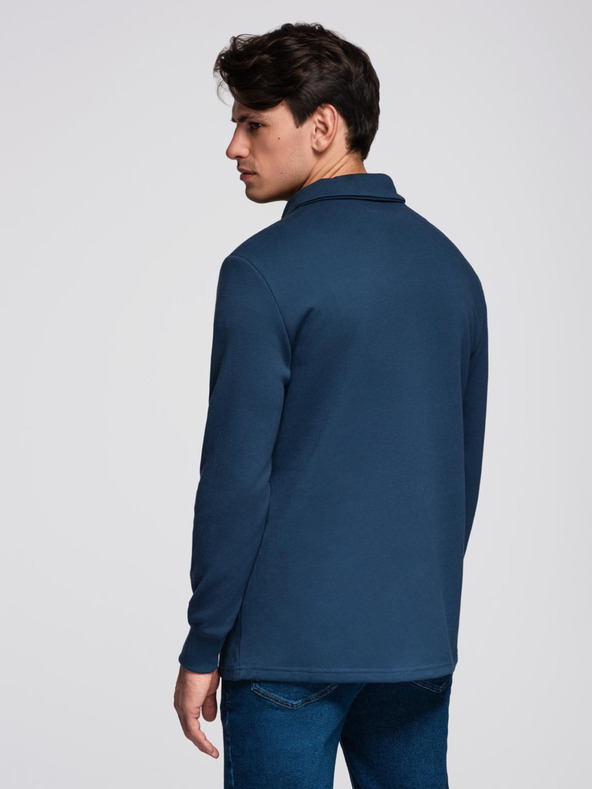Ombre Clothing Tmavě modrá pánská basic mikina s límečkem Ombre Clothing