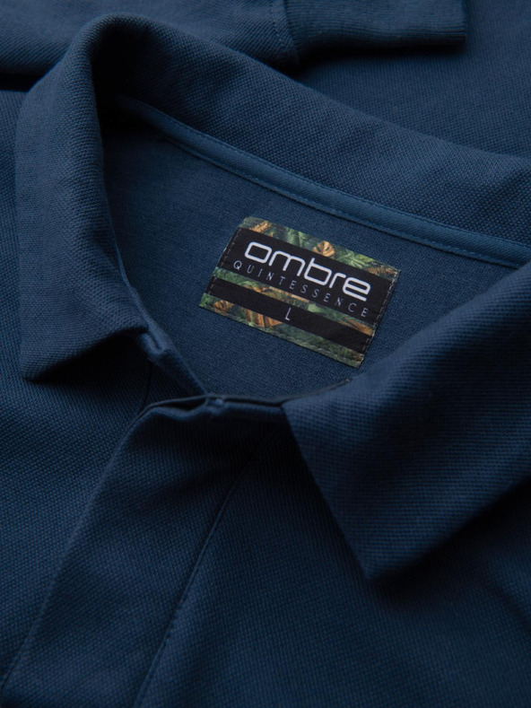 Ombre Clothing Tmavě modrá pánská basic mikina s límečkem Ombre Clothing