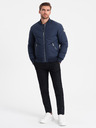 Ombre Clothing Tmavě modrý pánský prošívaný bomber Ombre Clothing