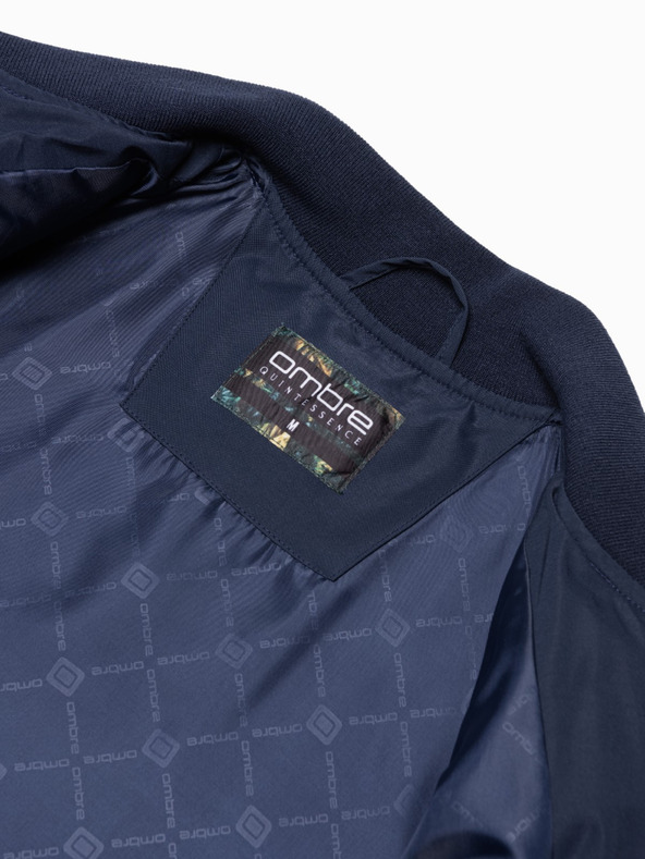 Ombre Clothing Tmavě modrý pánský prošívaný bomber Ombre Clothing
