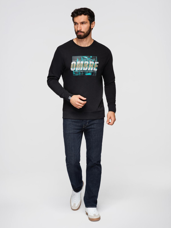 Ombre Clothing Černá pánská mikina s potiskem Ombre Clothing