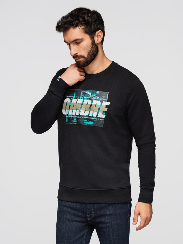 Ombre Clothing Černá pánská mikina s potiskem Ombre Clothing