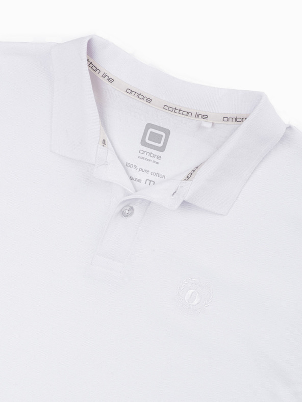 Ombre Clothing Bílé pánské basic polo tričko Ombre Clothing