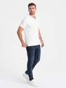 Ombre Clothing Bílé pánské basic polo tričko Ombre Clothing