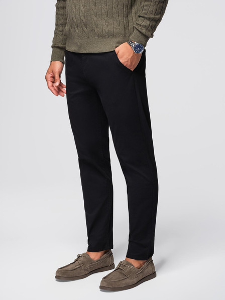 Ombre Clothing Černé pánské chino kalhoty s ozdobným páskem Ombre Clothing