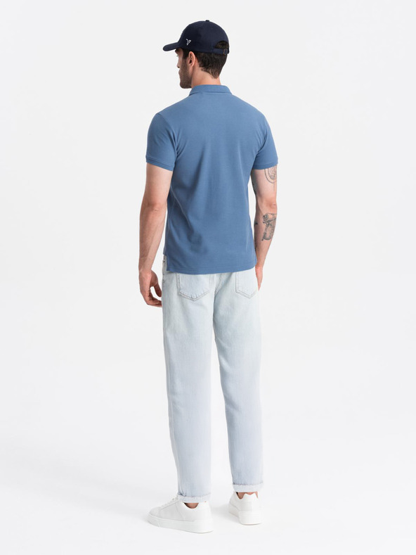 Ombre Clothing Modré pánské basic polo tričko Ombre Clothing