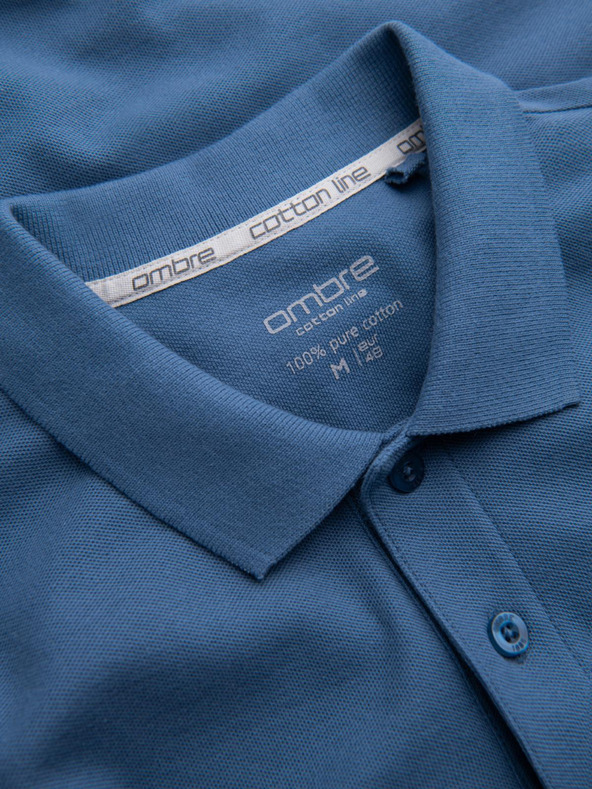 Ombre Clothing Modré pánské basic polo tričko Ombre Clothing