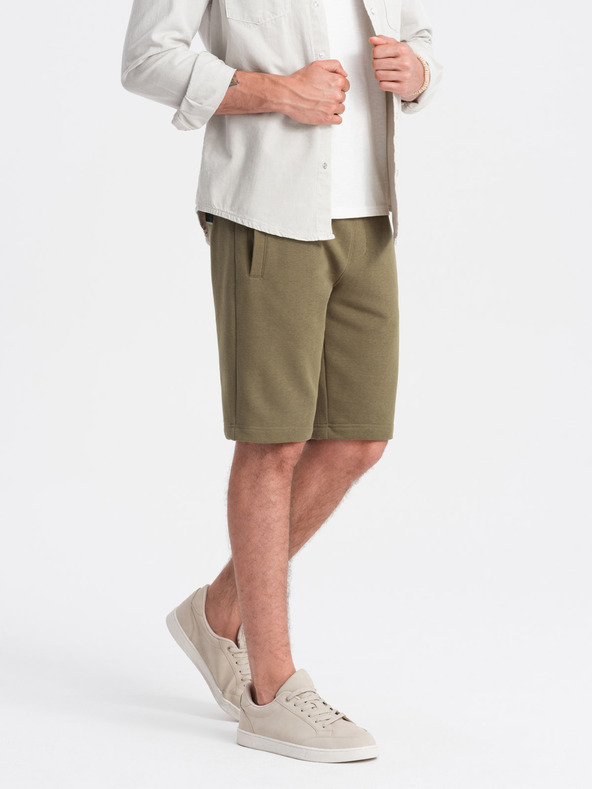 Ombre Clothing Zelené pánské basic teplákové kraťasy Ombre Clothing