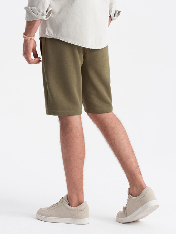 Ombre Clothing Zelené pánské basic teplákové kraťasy Ombre Clothing